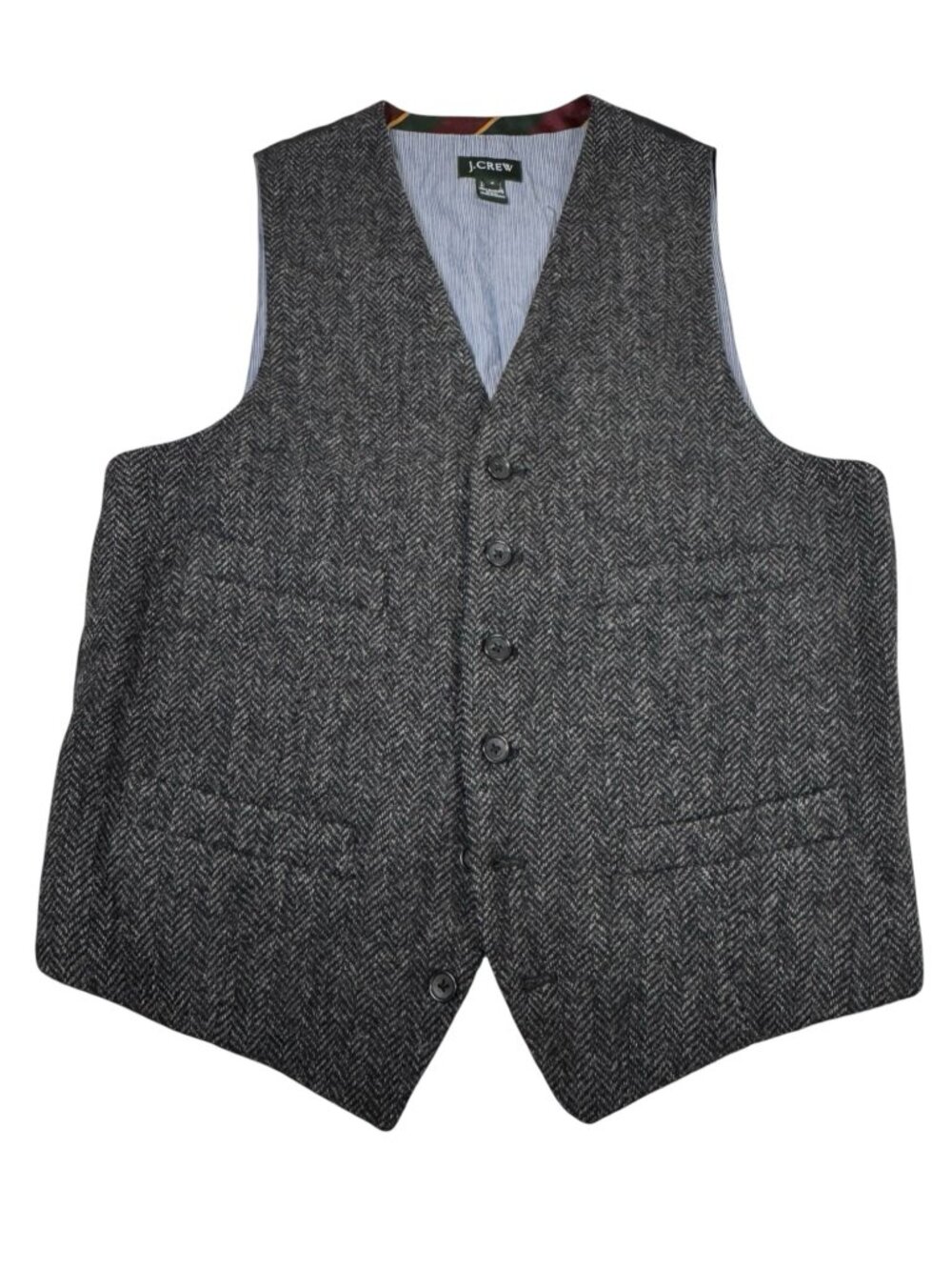 J Crew Moon Tweed Vest Waistcoat S Gray Herringbone Wool Heritage Old Money